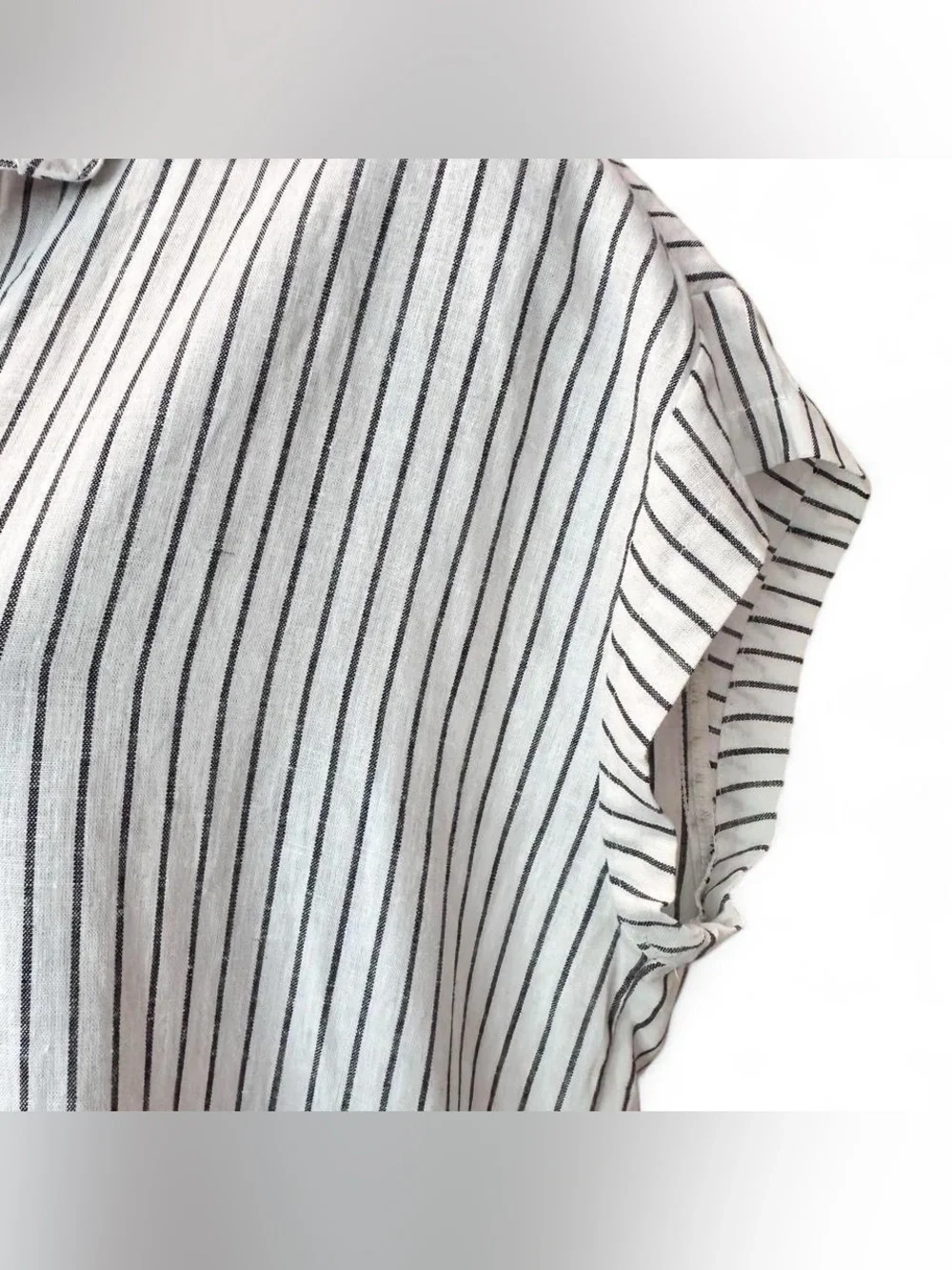 NWT Calia Black & White‎ Striped Button Down Linen Cover-Up Dress MEDIUM